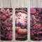 Seamless Pink & Orange Pumpkin Floral Design, Fall 20 oz Skinny Straight Tumbler Sublimation Design, Tumbler Wrap, PNG Digital Download.jpg