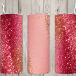 seamless pink  rose gold glitter ombre design, glitter 20 oz skinny straight tumbler sublimation design, tumbler wrap, p