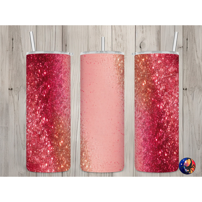 Seamless Pink & Rose Gold Glitter Ombre Design, Glitter 20 oz Skinny Straight Tumbler Sublimation Design, Tumbler Wrap, PNG Digital Download.jpg
