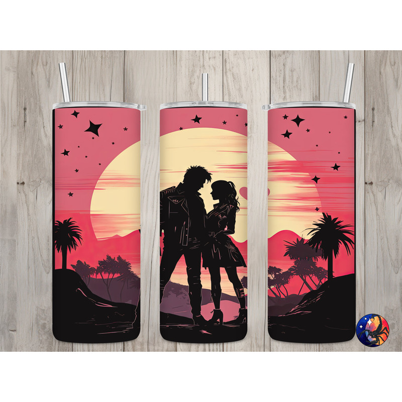 Seamless Retro Rock Lover Silhouette Design, Valentine's 20oz Skinny Straight Tumbler Sublimation Design, Tumbler Wrap, PNG Digital Download.jpg