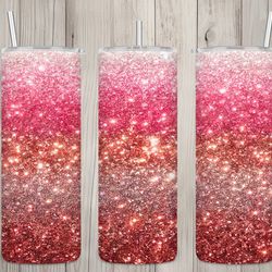 seamless rose gold  pink glitter ombre design, glitter 20 oz skinny straight tumbler sublimation design, tumbler wrap, p