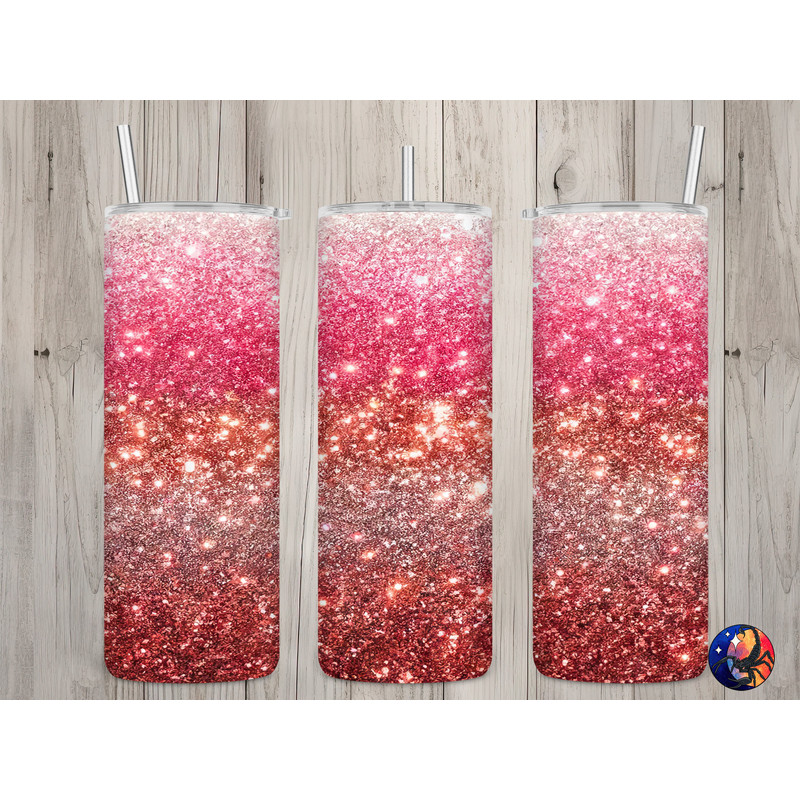 Seamless Rose Gold & Pink Glitter Ombre Design, Glitter 20 oz Skinny Straight Tumbler Sublimation Design, Tumbler Wrap, PNG Digital Download.jpg