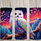 Seamless Sunset Rainbow White Snowy Owl Design, Owl 20 oz Skinny Straight Tumbler Sublimation Design, Tumbler Wrap, PNG Digital Download.jpg