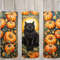 Seamless Tarot Card Black Cat & Pumpkins Design, Fall 20 oz Skinny Straight Tumbler Sublimation Design, Tumbler Wrap, PNG Digital Download.jpg