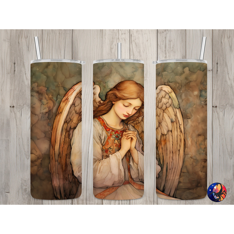 Seamless Vintage Heavenly Angel Design, Christmas 20 oz Skinny Straight Tumbler Sublimation Design, Tumbler Wrap, PNG File, Digital Download.jpg