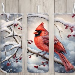 seamless vintage winter cardinal design, christmas 20 oz skinny straight tumbler sublimation design, tumbler wrap, png d