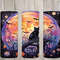 Seamless Watercolor Black Cat & Bat Design, Halloween 20 oz Skinny Straight Tumbler Sublimation Design, Tumbler Wrap, PNG Digital Download.jpg