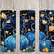 Seamless Watercolor Blue Pumpkins & Leaves Design, Fall 20 oz Skinny Straight Tumbler Sublimation Design, Tumbler Wrap, PNG Digital Download.jpg
