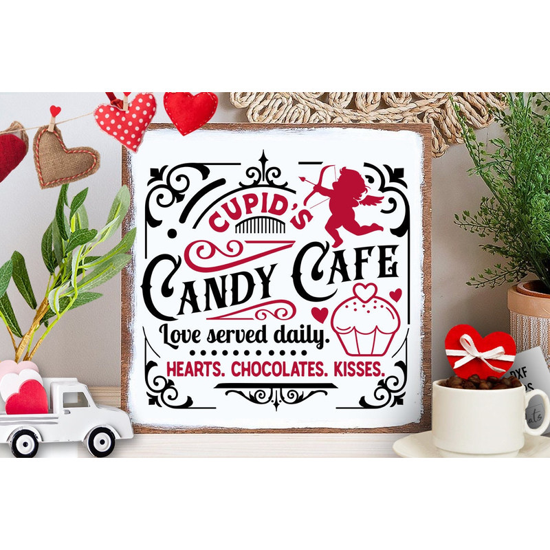 Cupid's Candy Cafe Co SVG, Farmhouse Valentine svg, Cupid's Cafe SVG, Cupid's Round label svg, Chocolates hearts kisses svg 3.jpg