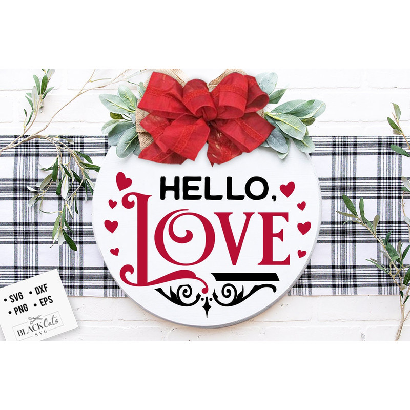 Hello love svg, Round Valentine door hanger svg,  Valentine door wreath svg, Valentine wreath svg, Love wreath svg.jpg
