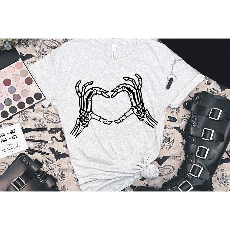 Skeleton hands making heart SVG, Skeleton Valentines Day svg, Skeleton valentine's day SVG, Romantic skeleton svg.jpg