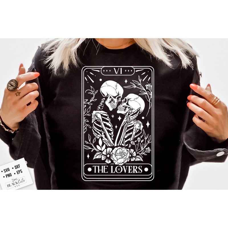 The Lovers tarot card SVG, The lovers svg, The Lovers SVG, Skeleton Love Tarot Card SVG, Skeleton love floral svg.jpg