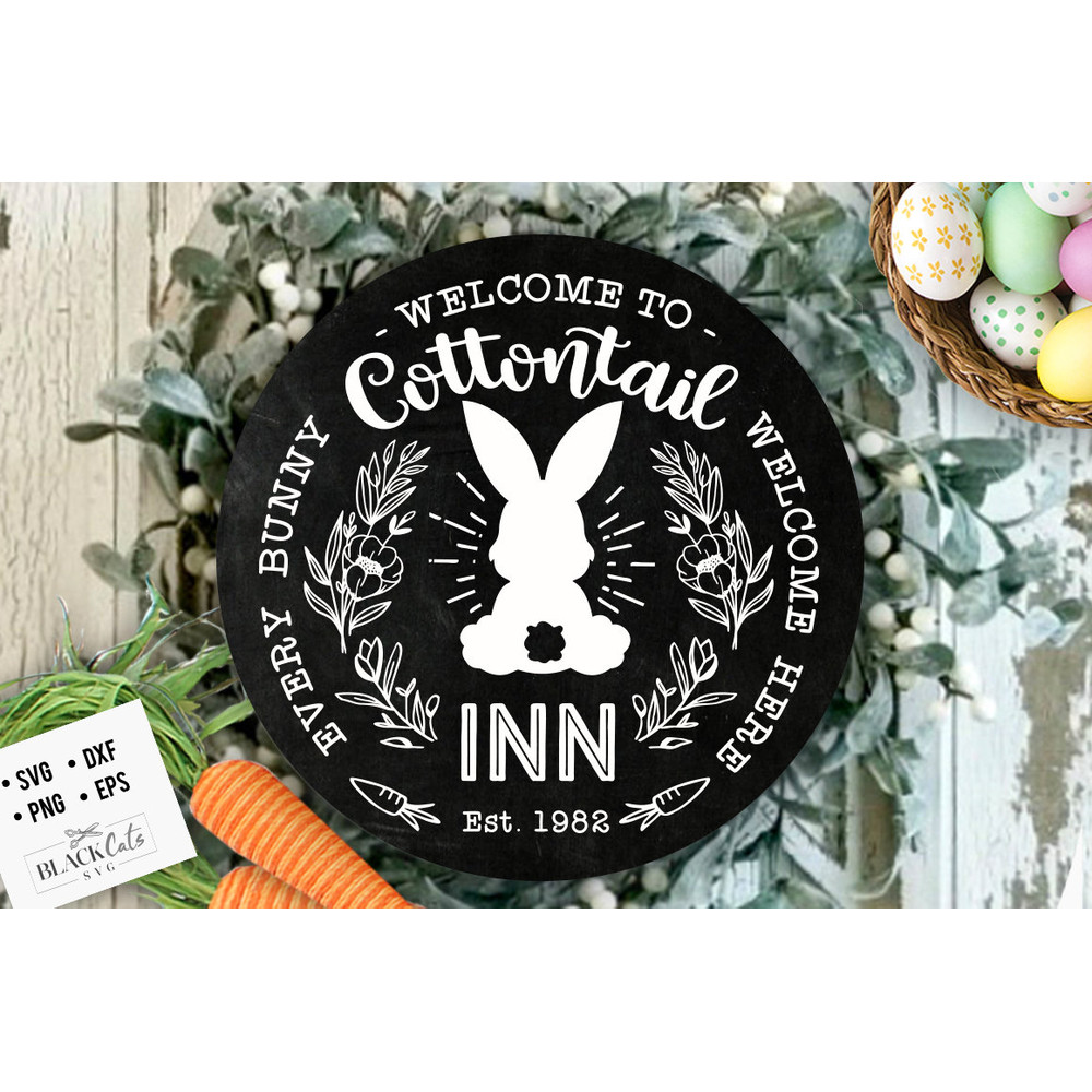 Cottontail Inn Round SVG, Easter SVG,  Bed and Breakfast SVG, Easter Bunny svg, Vintage Easter svg.jpg