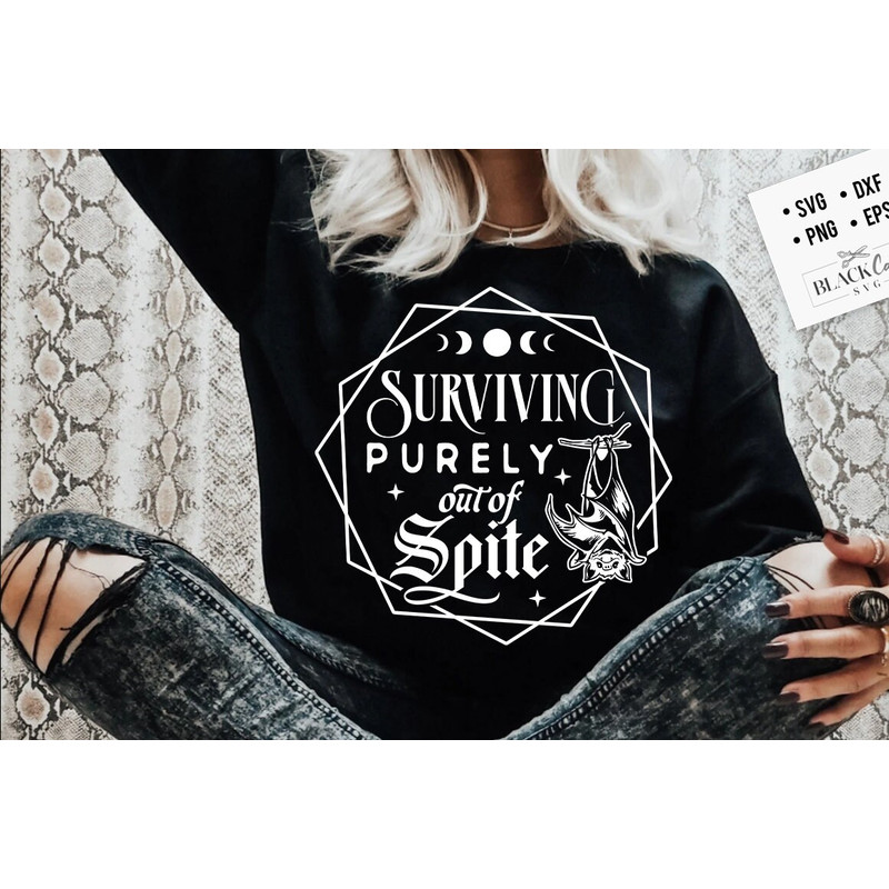 Surviving purely out of spite SVG, Dark humor svg, Out of spite SVG, Spite svg, Funny Skeleton Sarcasm SVG, Adult humor svg, Witchcraft Svg.jpg