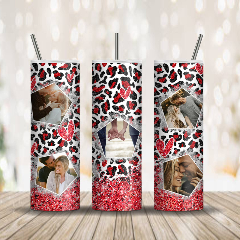 20 oz Frame Photo Heart Skinny Tumbler Wrap, Couple Photo Collage Tumbler PNG Wrap, Personalized Valentine Tumbler Sublimation, Couple Gift.jpg