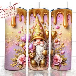 3d gnome valentine tumbler, 20oz valentine skinny tumbler, happy valentines day, gnome tumbler, valentine wrap png, subl