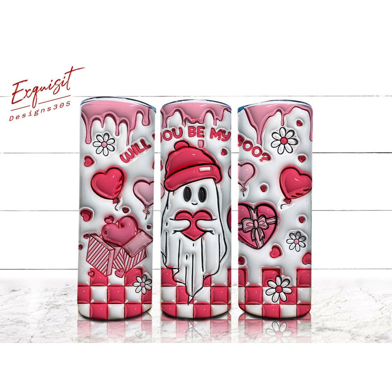 3D Inflated Valentine's Day Ghost Tumbler Wrap, Be My Boo Png, Will You Be My Boo, Valentines Day, Girl Ghost Png, Valentines Boo Png.jpg