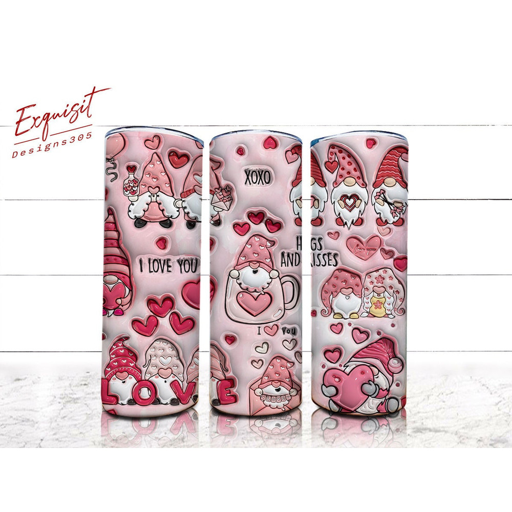3D Inflated Valentine's Day Gnomies Tumbler Wrap, Gnomes Sublimation Design, Valentine's Day Gnomes Png, Heart Gnomes Png, Digital Download.jpg