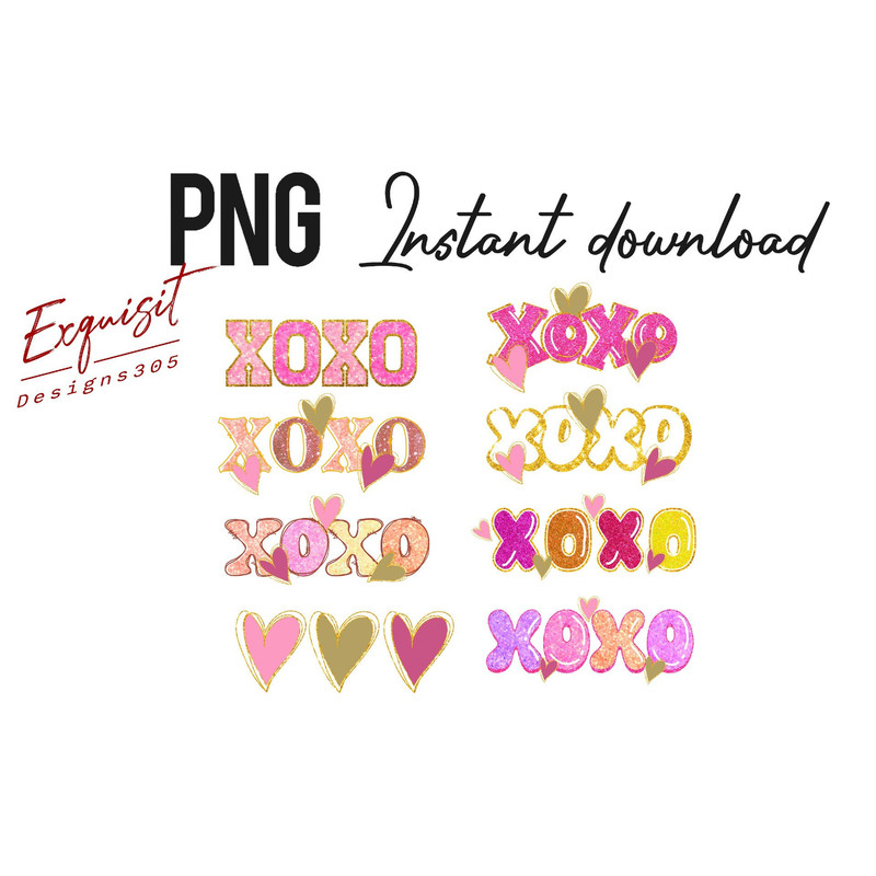 Bundle Pink XoXo Png, Valentine's Day Sublimation Png, Lover Png, Sequins Glitter Sublimation Design, Cupid PNG, Retro Valentine Png.jpg