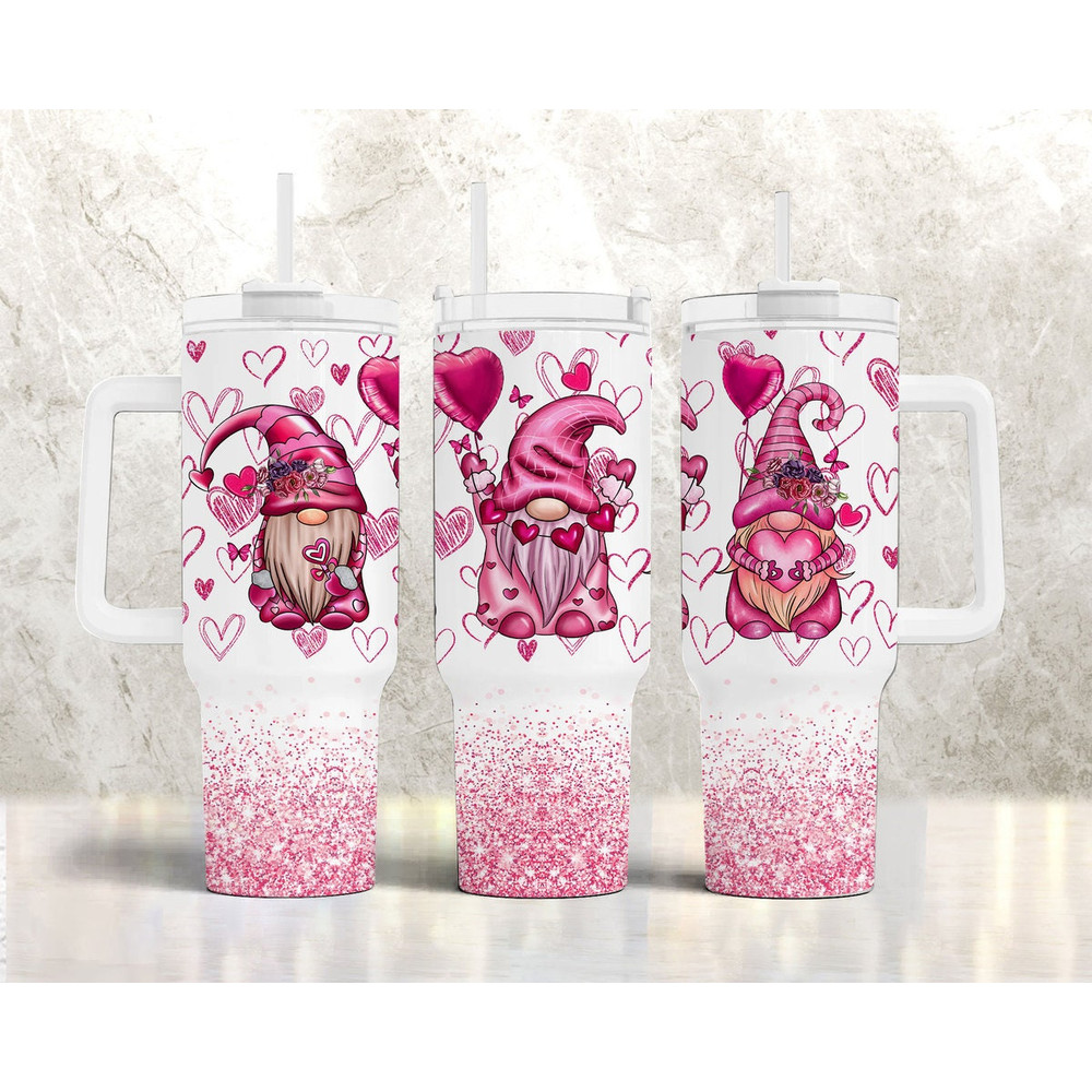 Cute Valentine 40oz Tumbler Wrap, 40oz Quencher Tumbler, Gnome Valentine Png, Happy Valentine, Xoxo 40oz Wrap, Valentine Wrap Png Download.jpg