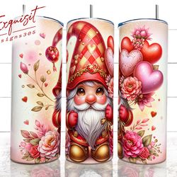 cute valentine gnome tumbler wrap, 20oz skinny tumbler sublimation design, gnome tumbler, valentine tumbler wrap, instan