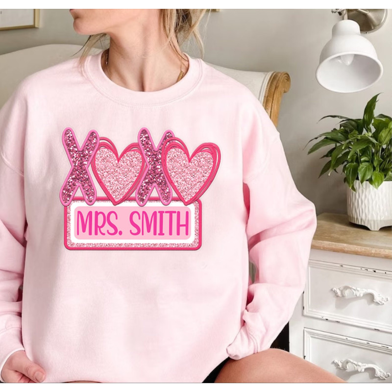 Girl Name Sequin XOXO Valentines PNG, Add name, Faux Glitter, Teacher Valentine Png, Digital Download, Sublimation Design.jpg
