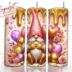 gnome valentine tumbler, 20oz valentine skinny tumbler, happy valentines day, gnome tumbler, valentine wrap png, sublima