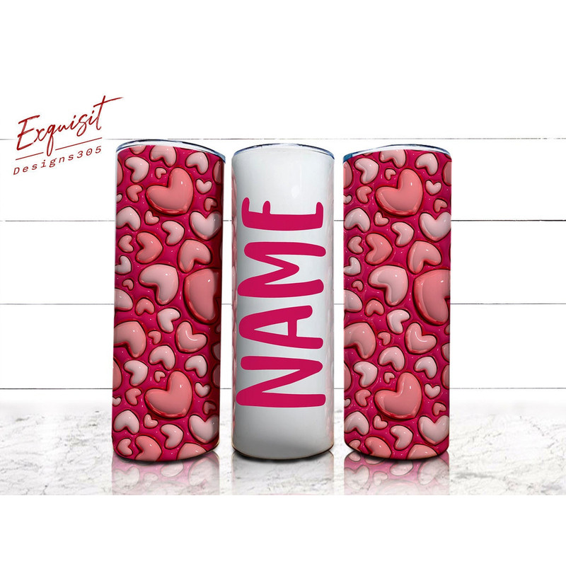 Personalized 3D Inflated Heart Valentine, 20oz Skinny Tumbler, 3D Puffy Valentine, Happy Valentine's Day, Xoxo Tumbler, Png Download.jpg