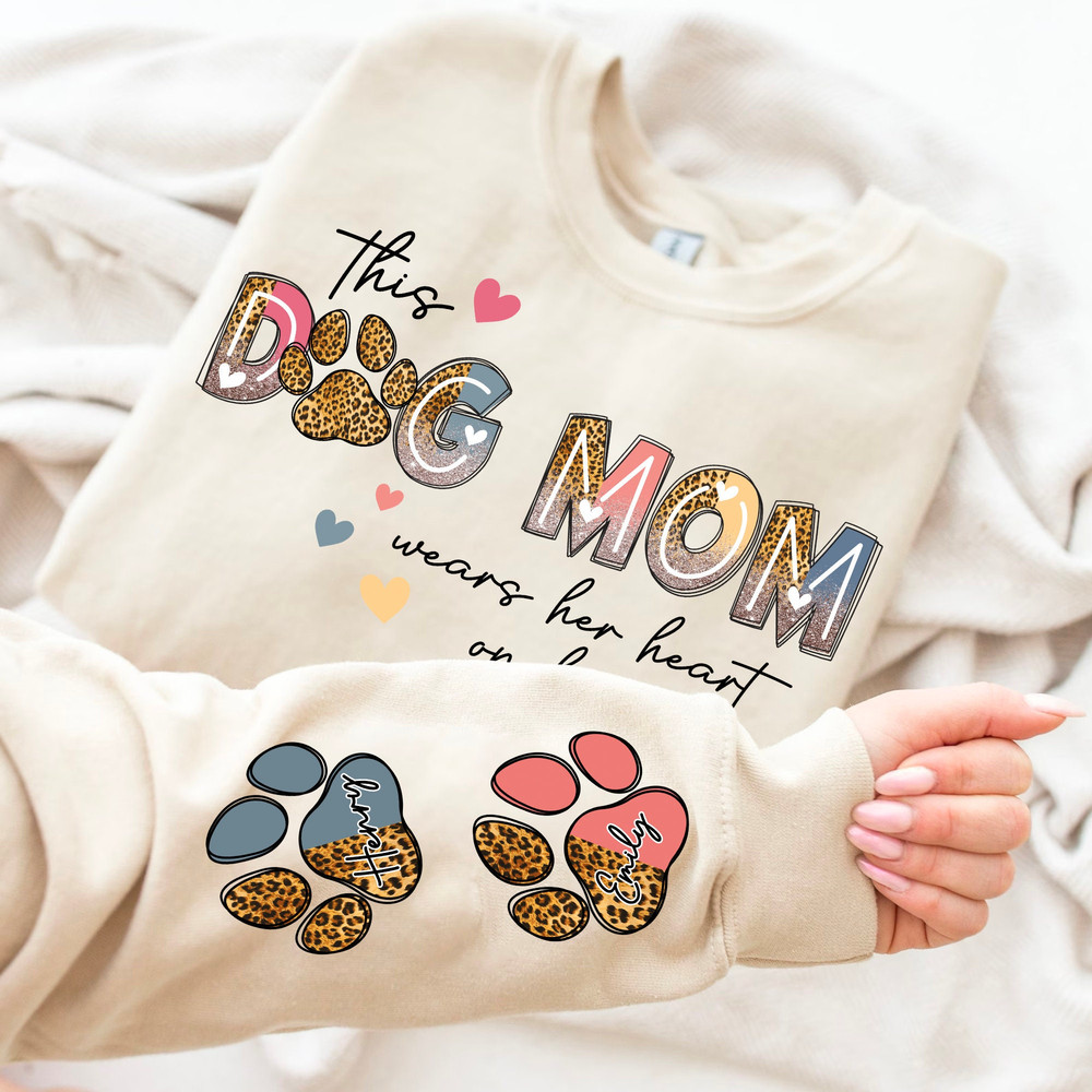 This Dog Mom Wears Her Heart on Her Sleeve Png, Dog Paw Png, Custom Dog Name shirt Png, Glitter Dog Mama Png, Dog Mom, Dog Lover shirt Png.jpg