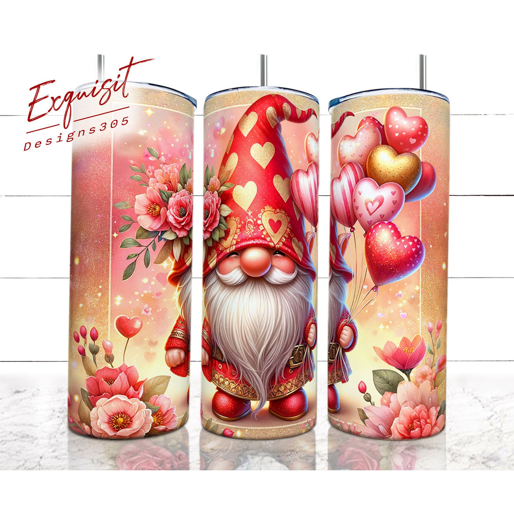 Valentine Gnome Tumbler Wrap, 20 oz Skinny Tumbler Sublimation Design, Gnome Tumbler Wrap, Valentine Tumbler Wrap, Instant Digital Download.jpg
