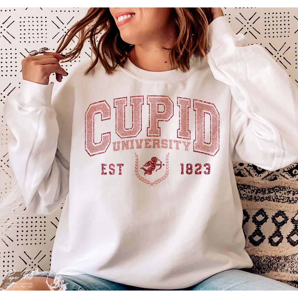 Cupid University PNG SVG, Faux Sequin PNG, Valentine Png, Valentines Day T-Shirt Design, Love, Heart, Digital Download, Svg Cut Files Cricut.jpg