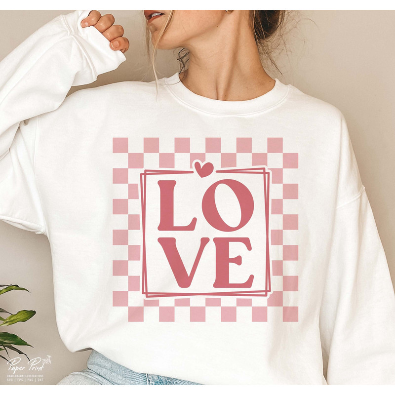 Valentine SVG, Valentine's Day SVG, Valentine Shirt Svg, Love Svg, Gift for her Svg, Retro Love Heart Checkers Svg, Png Sublimation Cut File.jpg