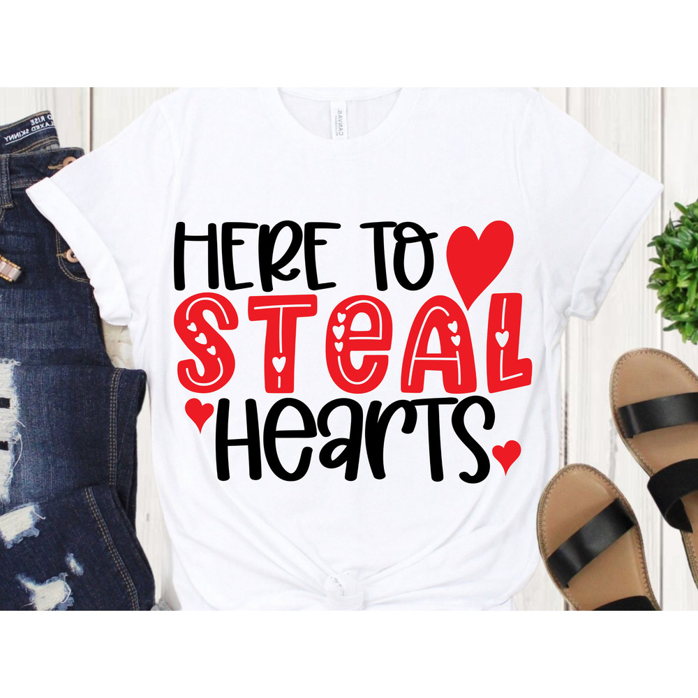 Here To Steal Hearts Kids Valentines Day Svg, Boy Valentine Svg, Valentine Shirt Svg, Silhouette, Cricut, Cut File, Digital Download.jpg