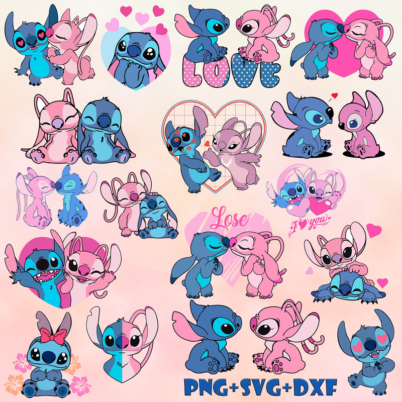 Stitch and Angel Valentines SVG PNG DXF Vector Clipart Layered Bundle Lilo and Stitch.jpg
