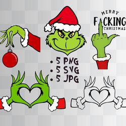 grinch bundle svg, grinch svg, grinch face hand, grinch ornament, grinch smile, green character svg, grinch christmas sv