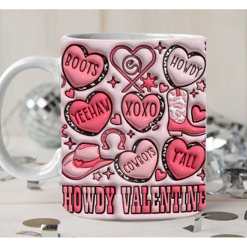 3D Howdy Valentine Inflated Mug Wrap, Western Valentines Puffy 11oz 15oz Mug Sublimation, Cowgirl Valentines Puffy, Conversation Hearts.jpg