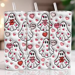 3d heart ghost spooky valentines day inflated tumbler wrap, valentine conversation hearts puffy, xoxo valentine, valenti