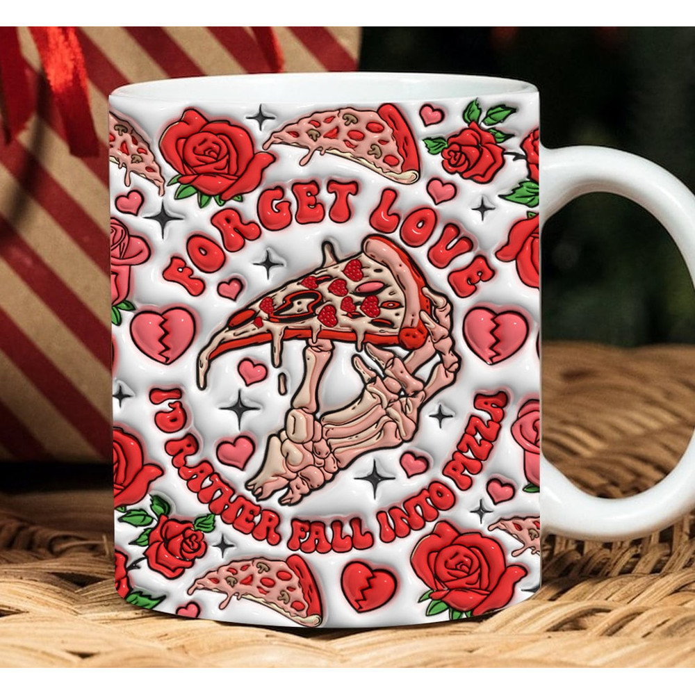 3D Pizza Valentine Inflated Mug Wrap, Anti Valentine Puffy 11oz 15oz Mug Design, Funny Valentine Puffy Mug Png Download, Heartbreaker.jpg