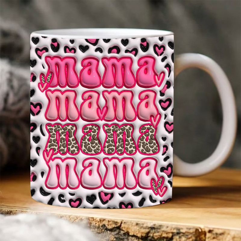 3D Retro Mama Valentine Inflated Mug Wrap, 3D Leopard Puffy Mug Wrap, 3D Heart Puff Mug Wrap, 3D Checkered Bubble Mug Design Download.jpg