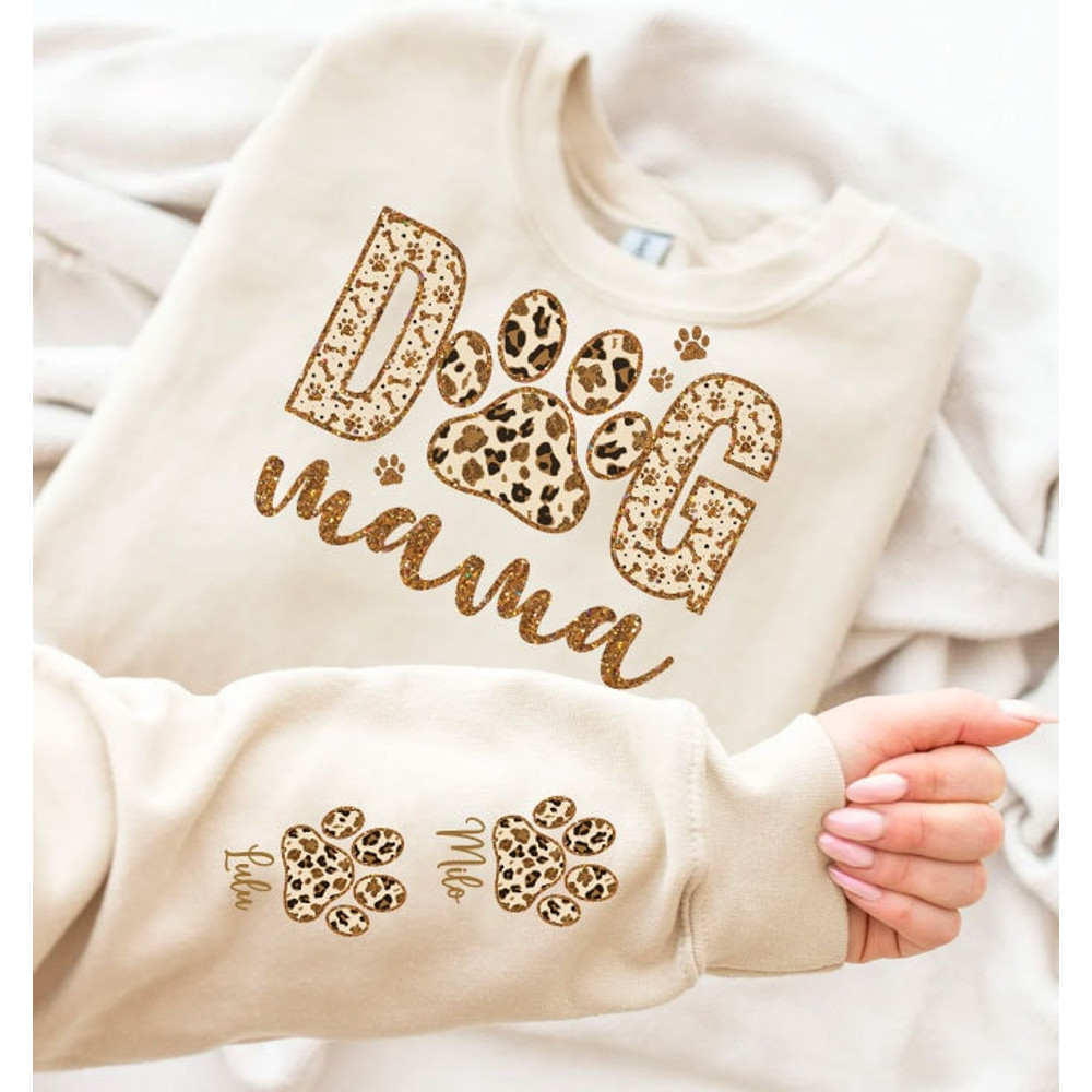 Custom Dog MAMA and Sleeve Png, Dog Paw Png, Custom Dog Name shirt Png, Leopard Glitter Dog Mama Png, Glitter Dog Mom, Dog Lover shirt Png.jpg
