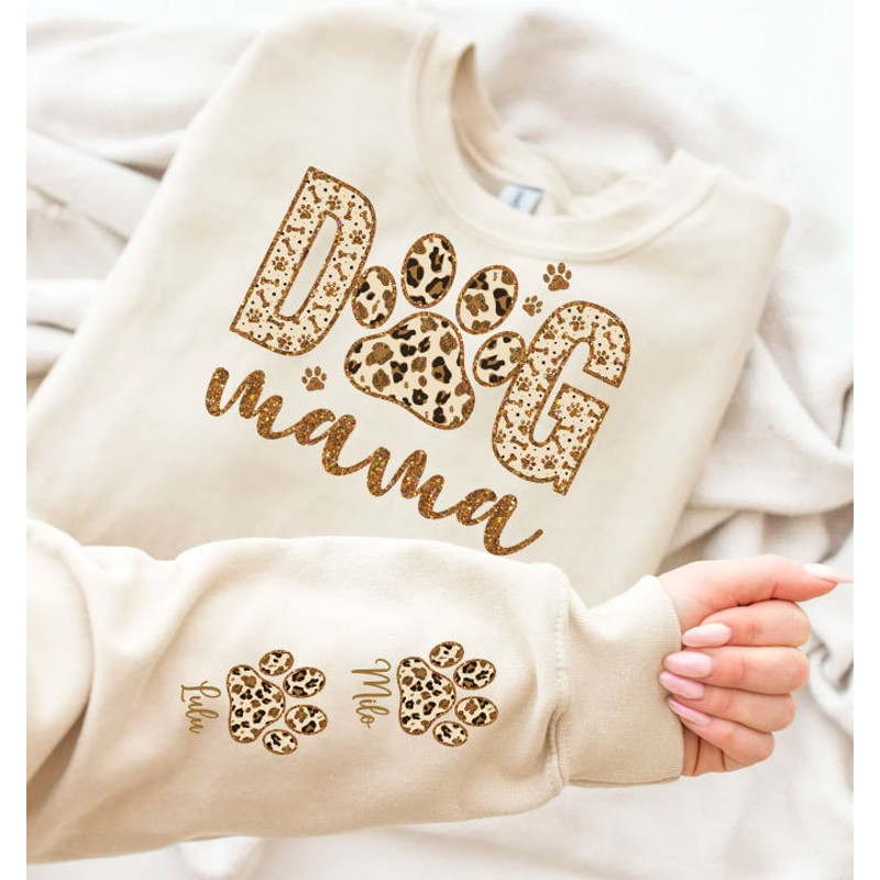 Custom Dog MAMA and Sleeve Png, Dog Paw Png, Custom Dog Name shirt Png, Leopard Glitter Dog Mama Png, Glitter Dog Mom, Dog Lover shirt Png.jpg
