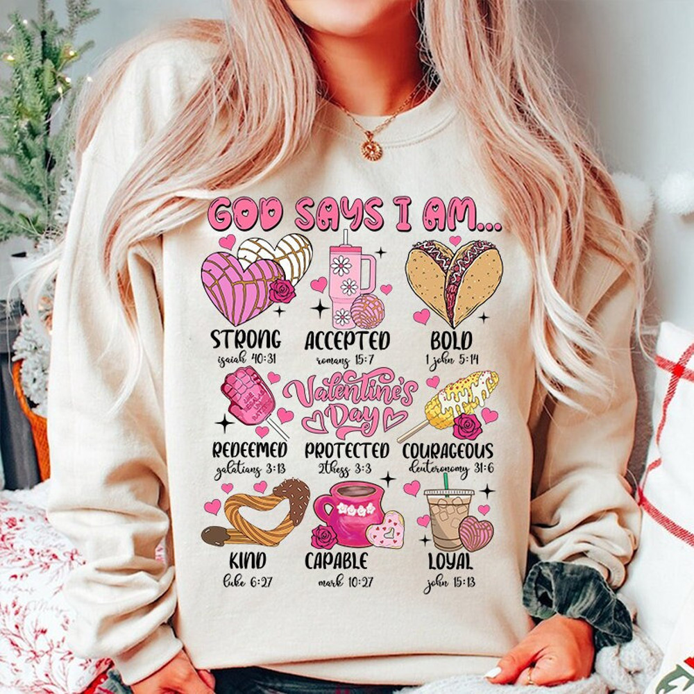 God Says I am Mexican Valentine png, Cafecito y Chisme Valentine's Day PNG, Concha Valentine's Day, Mexican Valentine, Christian Valentine.jpg
