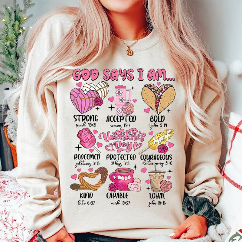 God Says I am Mexican Valentine png, Cafecito y Chisme Valentine's Day PNG, Concha Valentine's Day, Mexican Valentine, Christian Valentine.jpg