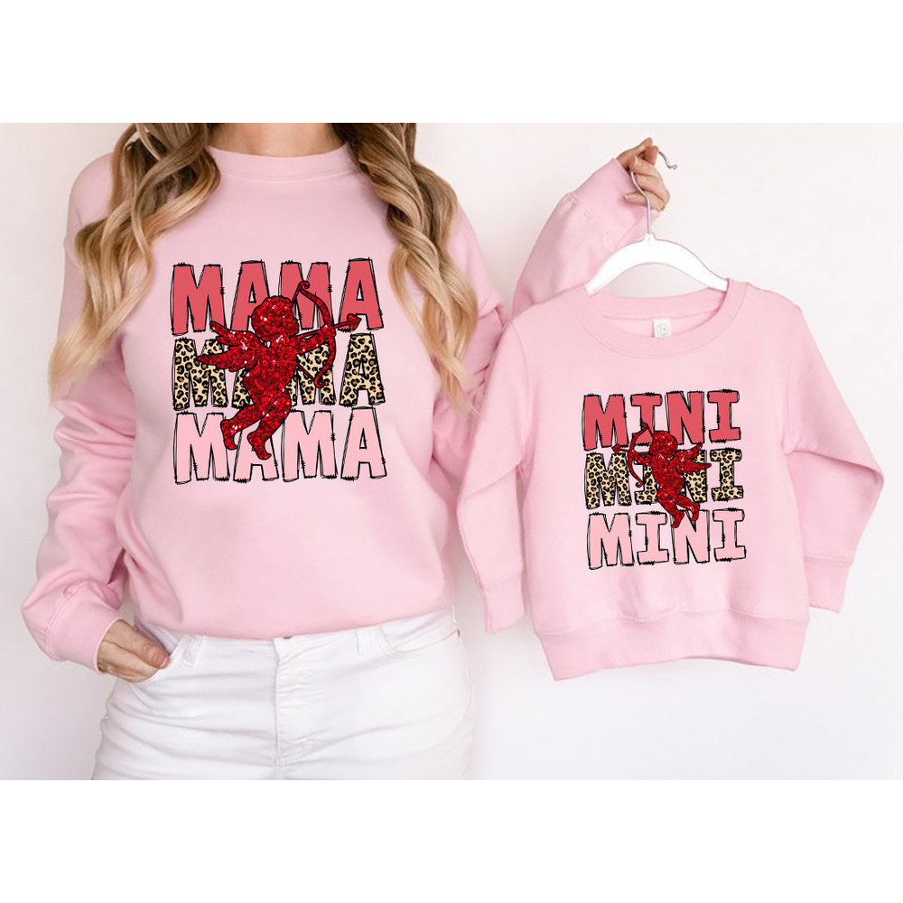 Mama and Mini Valentine Png, Valentine Day png, Retro Valentines Heart, Mama and Mini Cupid Valentine Png, Matching Valentine Shirts design.jpg