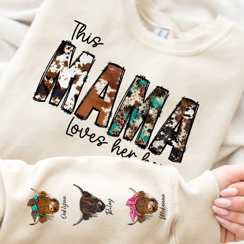 This MAMA wears her herds on her sleeve PNG, Custom Mama valentines day png, Cowhide Mama with highland cows, Valentine Mama png 2.jpg
