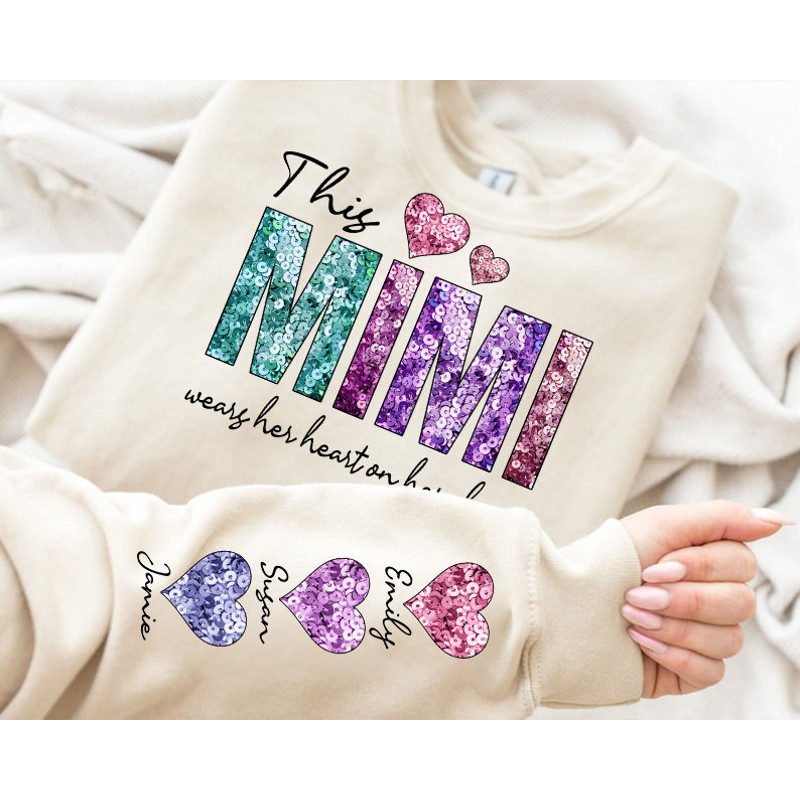 This MIMI Wear her Heart PNG, Faux Sequin Glitter Design, Valentine PNG File, Mimi's Valentine Digital Download, Sequin Valentine Png Shirt.jpg