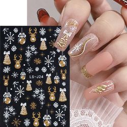 nail art stickers decals christmas tree snowflakes baubles stags head (lsj24)
