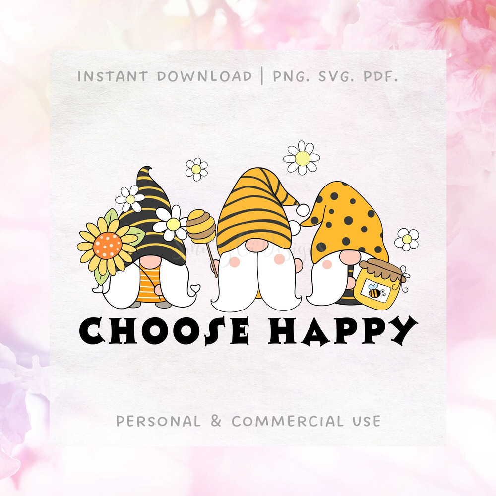 Choose Happy SVG PNG PDF Gnome Instant Download.jpg