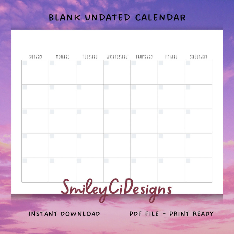 Cute 3 Styles Blank Month Calendar PDF Digital File Print Ready Printable Undated Monthly Yearly Planner.jpg