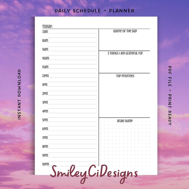 Dream  2 Styles  Hourly  Daily Schedule  Gratitude  Inspiration  PDF  Digital File  Printable  Blank  Task  To Do  Planner.jpg